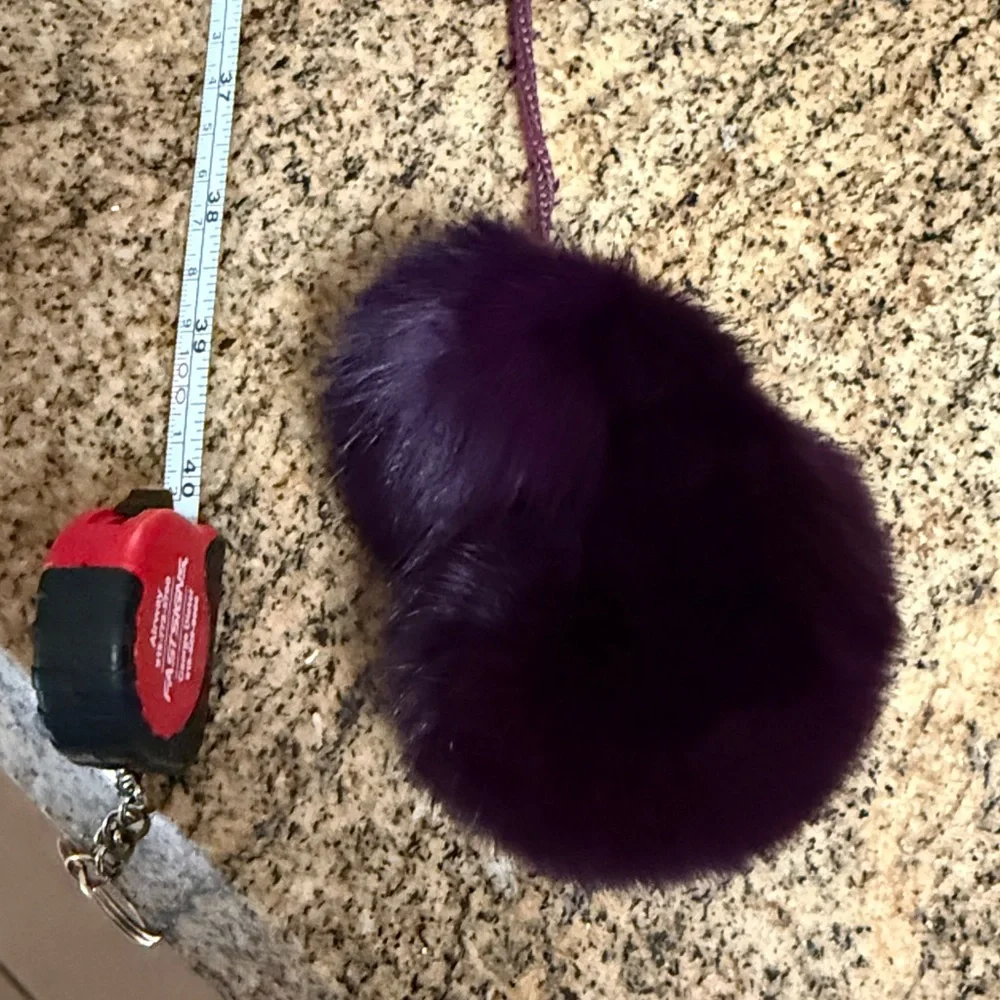 Rex Rabbit Fur Pom Pom Scarf Like New in Burgundy